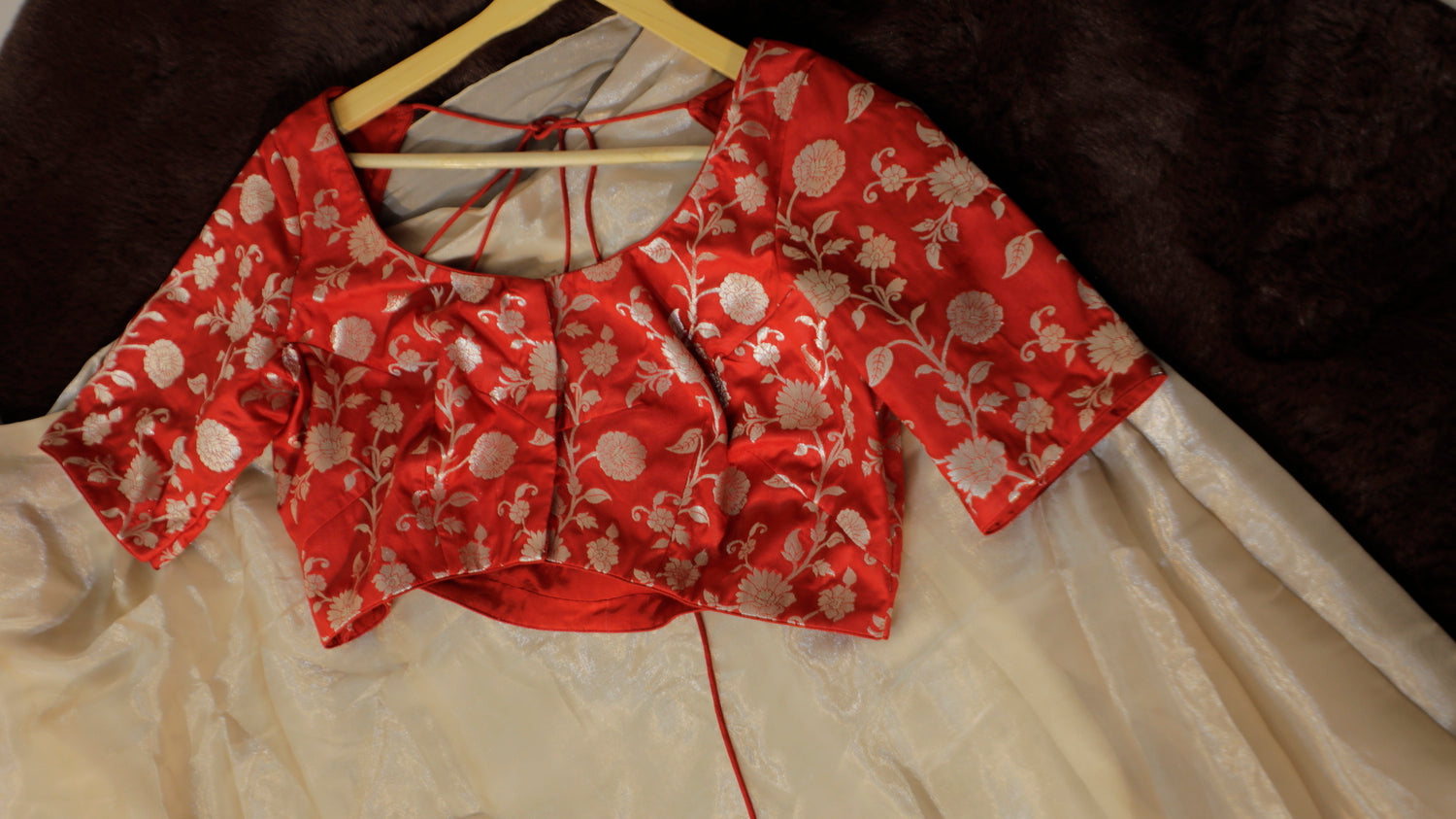 Classic Red Brocade Blouse