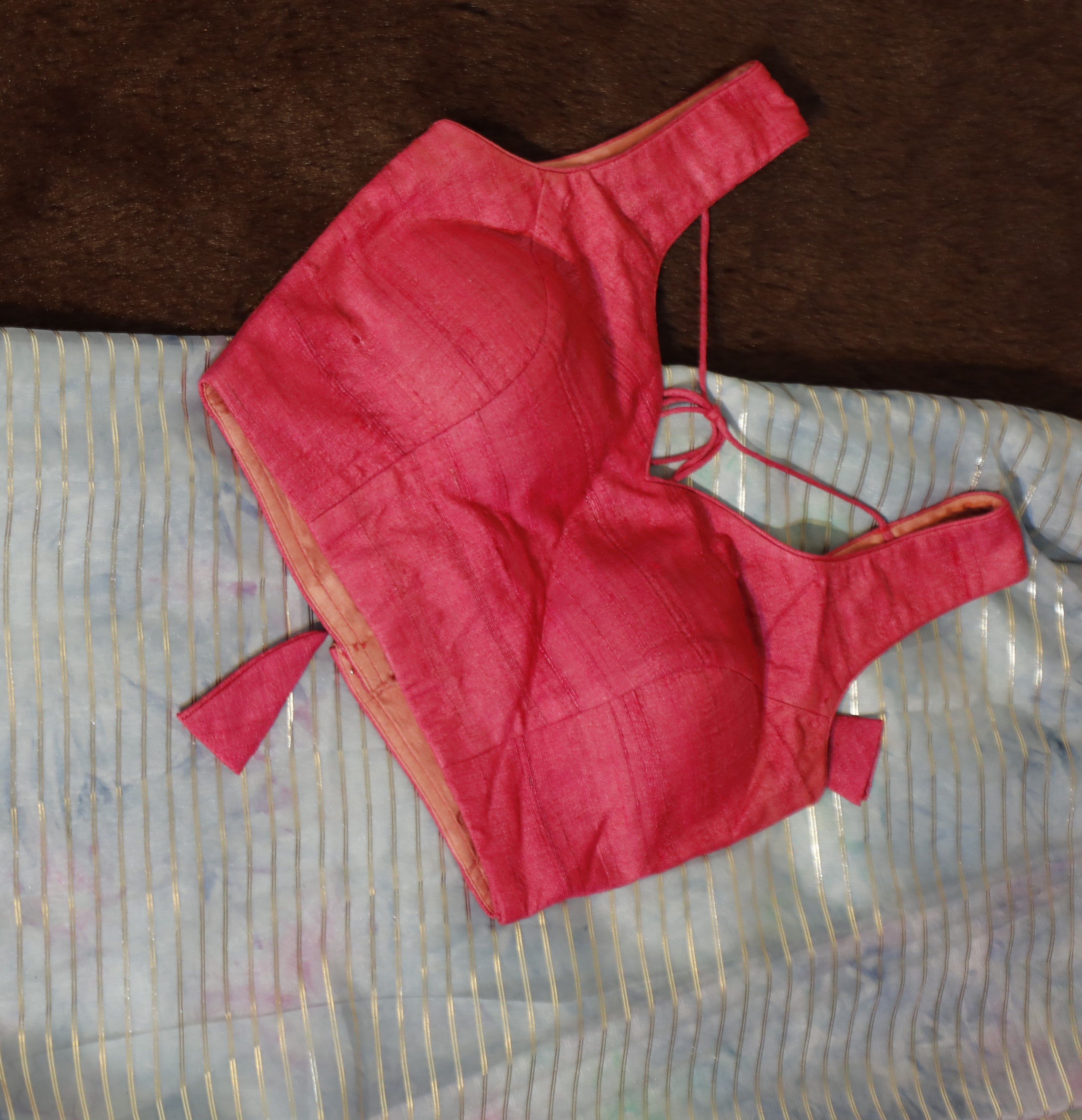 Pink Tusser Silk Blouse
